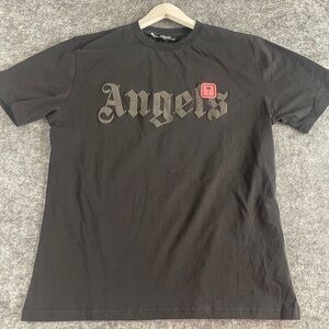 Palm Angels Shirt Mens Large Black Tee T Shirt Short Sleeve n122